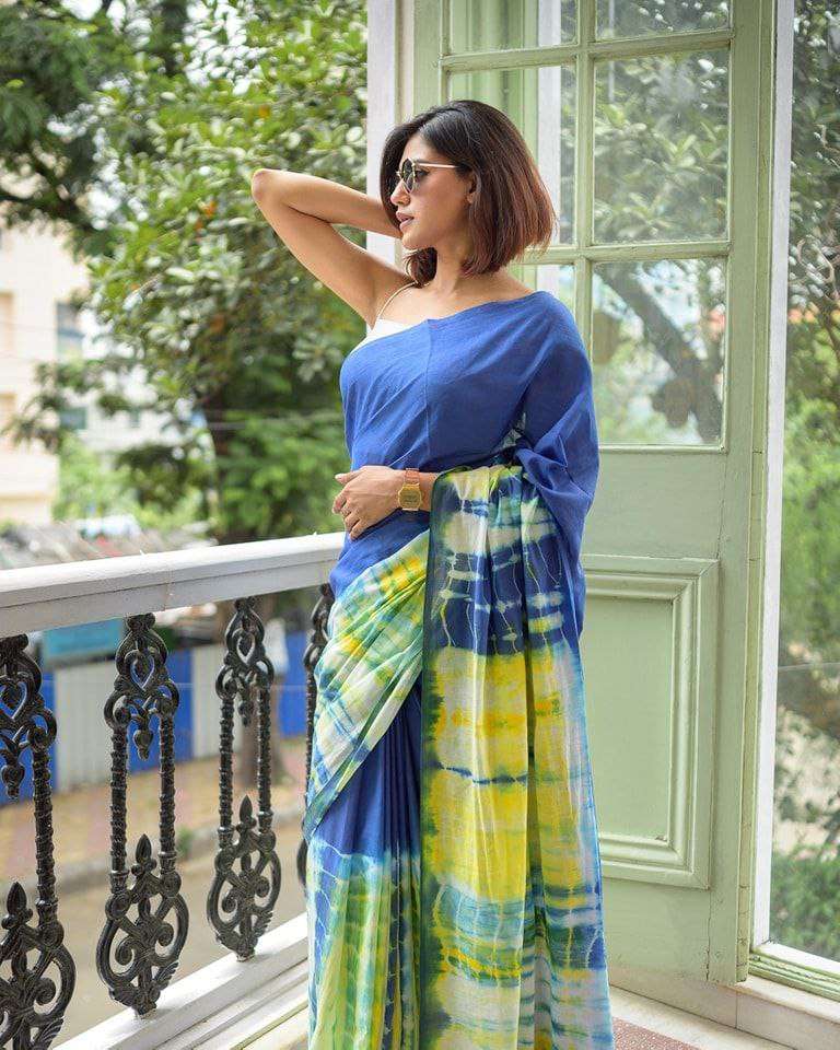 Elegant Plain Linen Saree