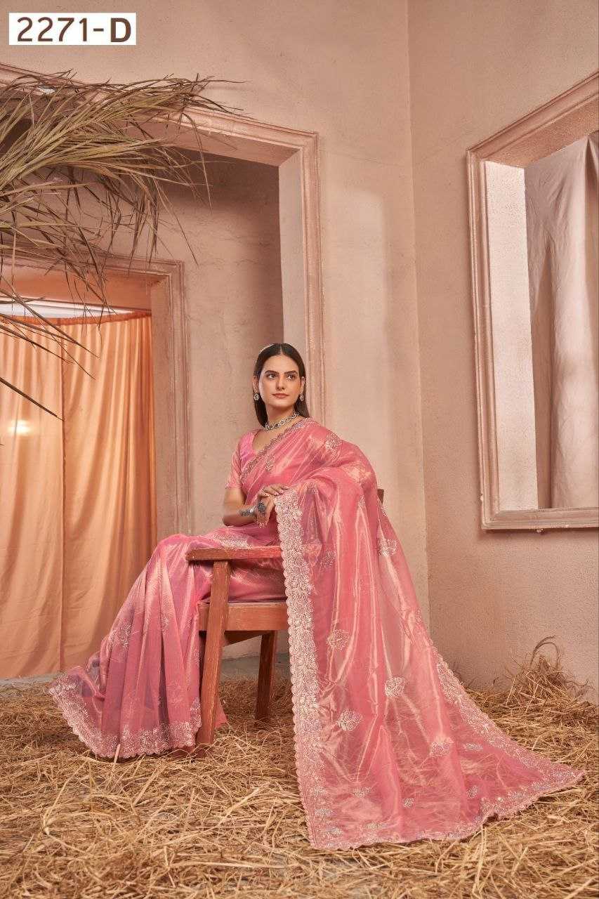 Shimmer Silver Net Saree With Swarovski Work