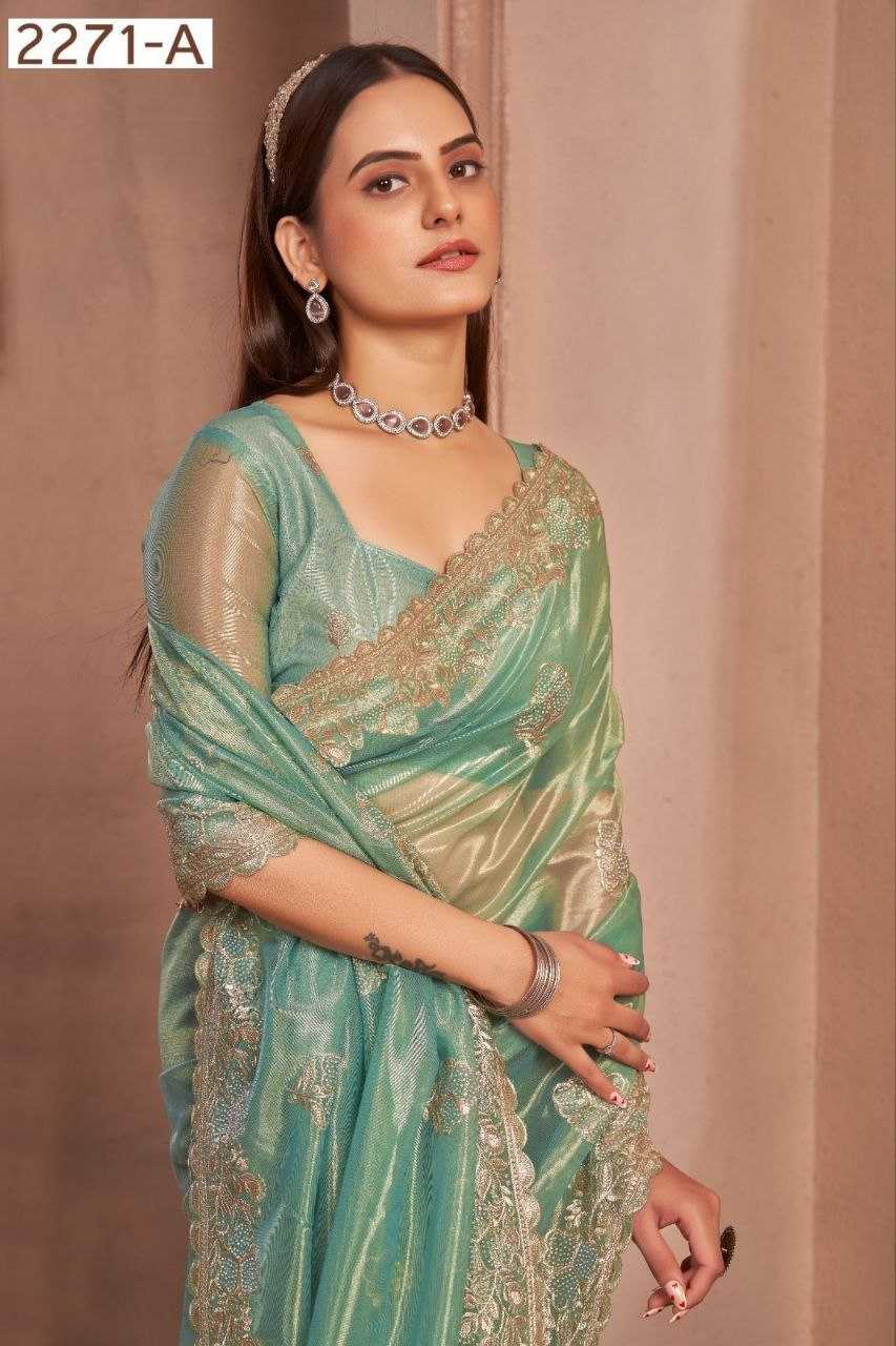 Shimmer Silver Net Saree With Swarovski Work