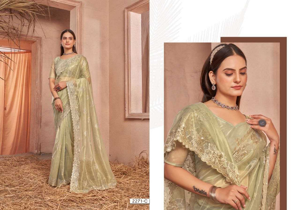 Shimmer Silver Net Saree With Swarovski Work