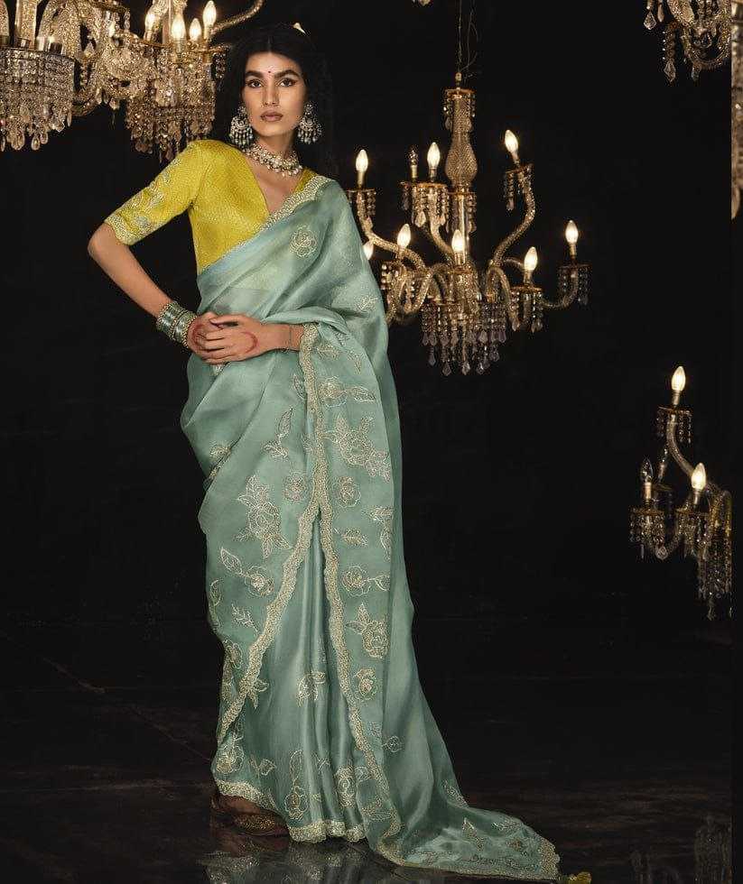 Elegant Organza Saree with Sequence Cutwork