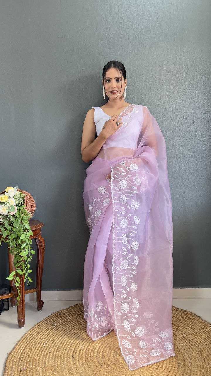 Organza Saree with Embroidered Cutwork