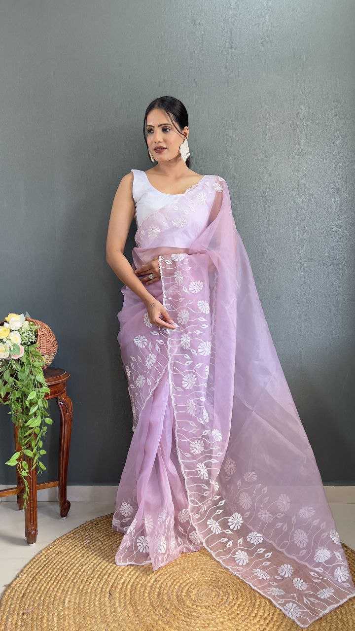 Organza Saree with Embroidered Cutwork