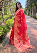 Traditional Organza Saree with Small Floral Weaves