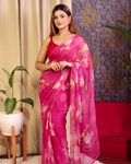 Elegant Pink Organza Saree