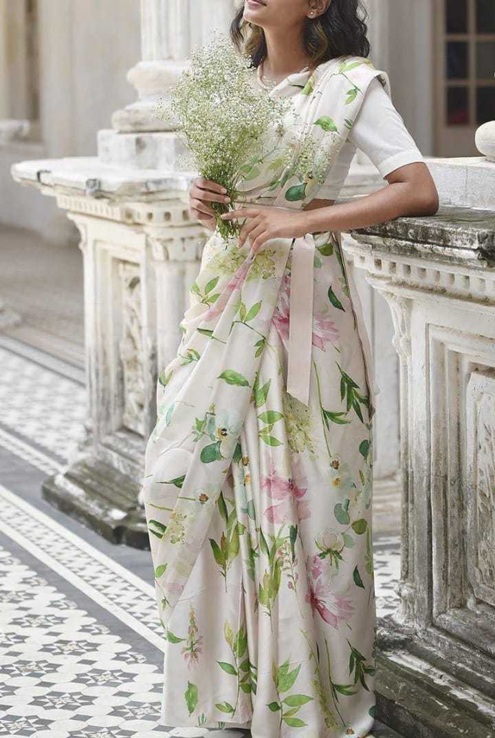 Chic Japan Satin Saree With Digital Print