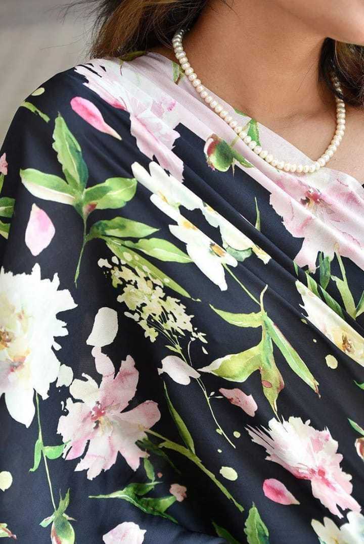 Chic Japan Satin Saree With Digital Print