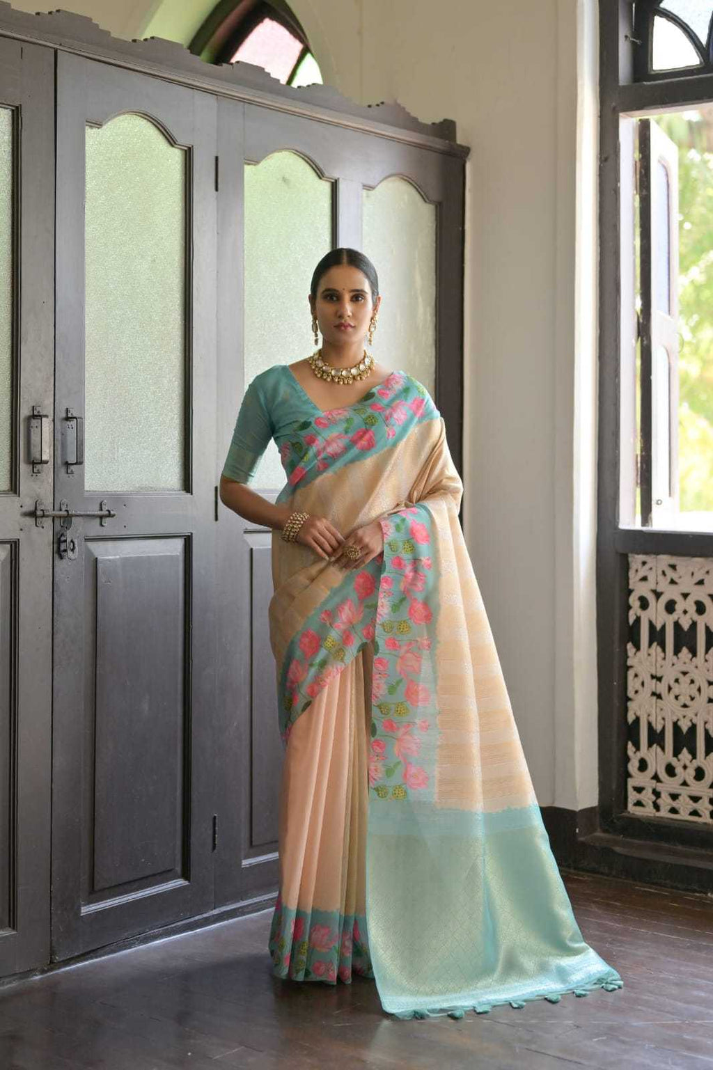 Cream Soft Silk Saree