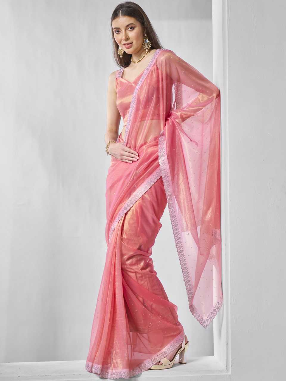 Party Wear Tissue Silk Net Saree