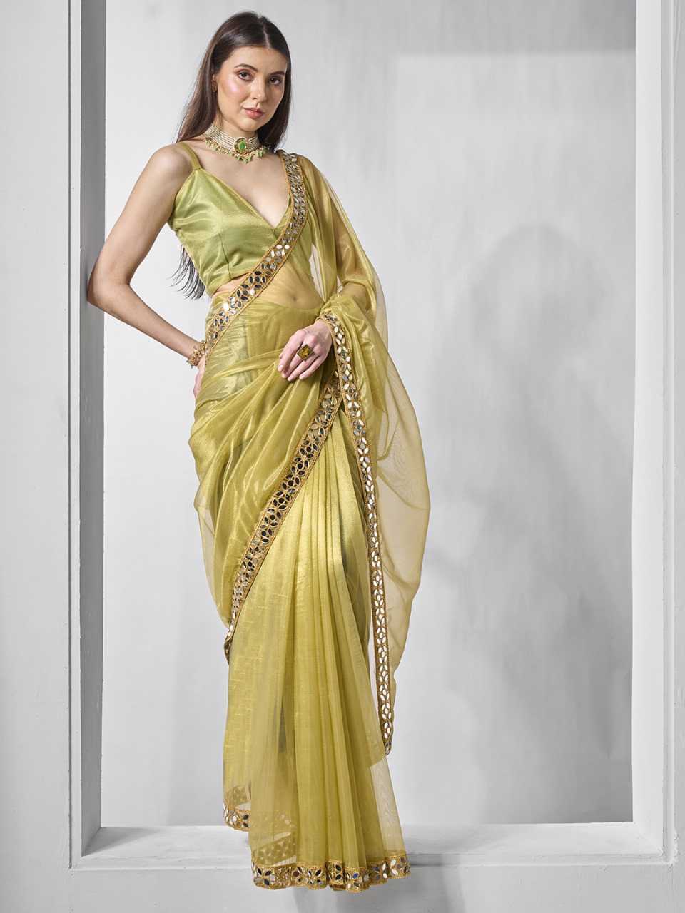 Party Wear Tissue Silk Net Saree