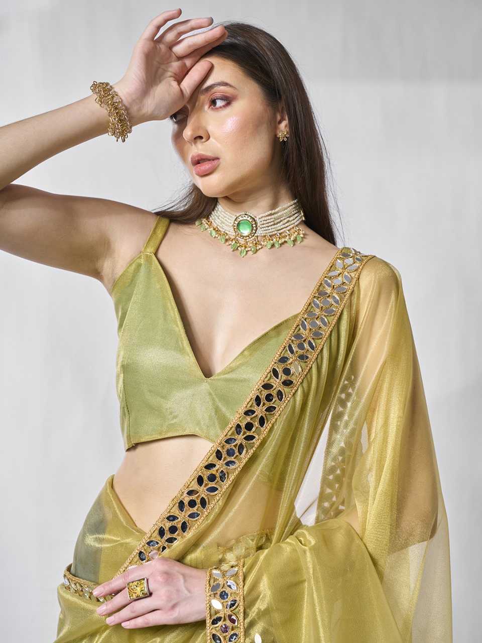 Party Wear Tissue Silk Net Saree