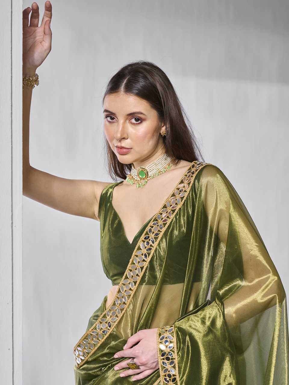 Party Wear Tissue Silk Net Saree