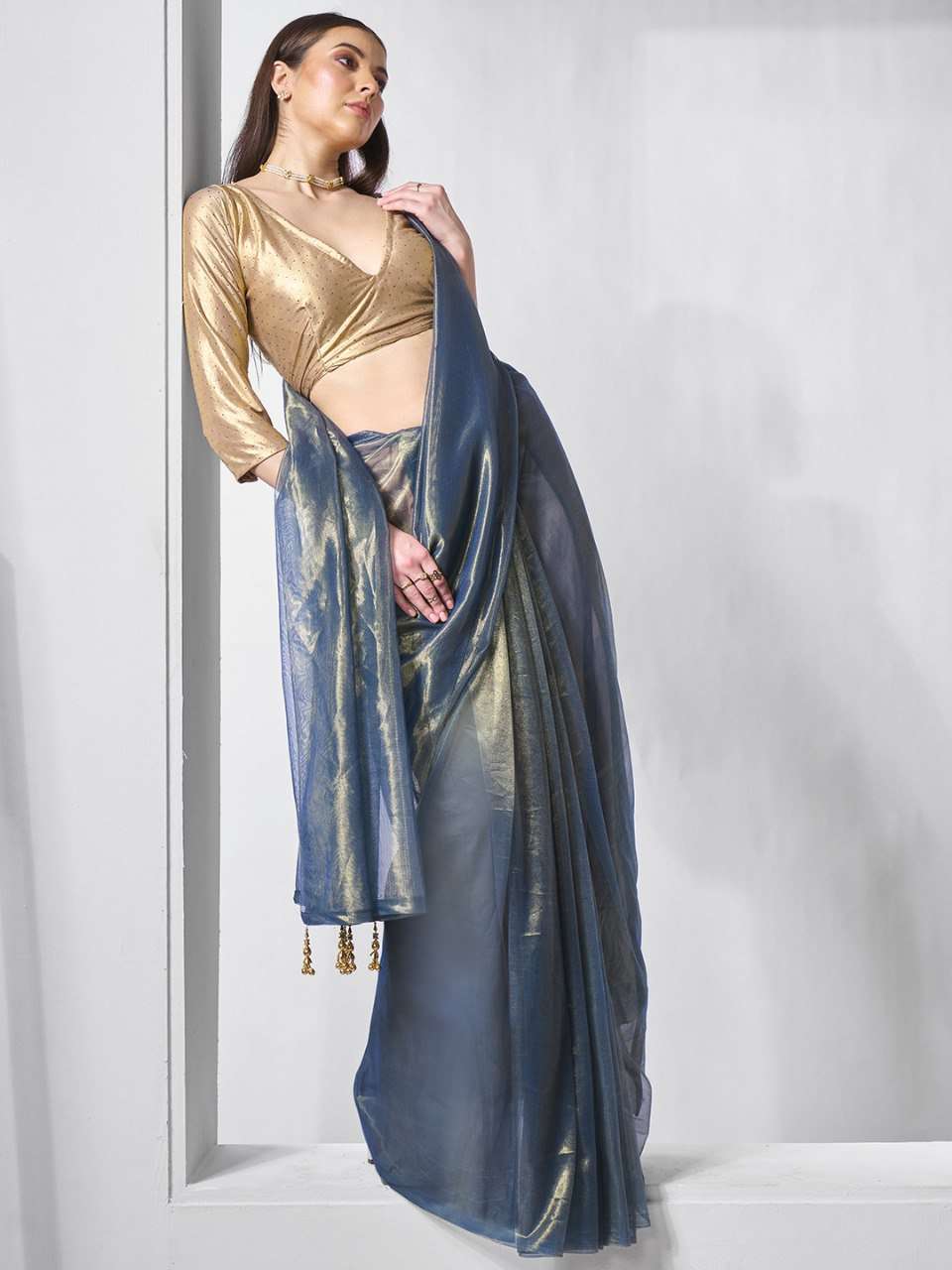 Party Wear Tissue Silk Net Saree
