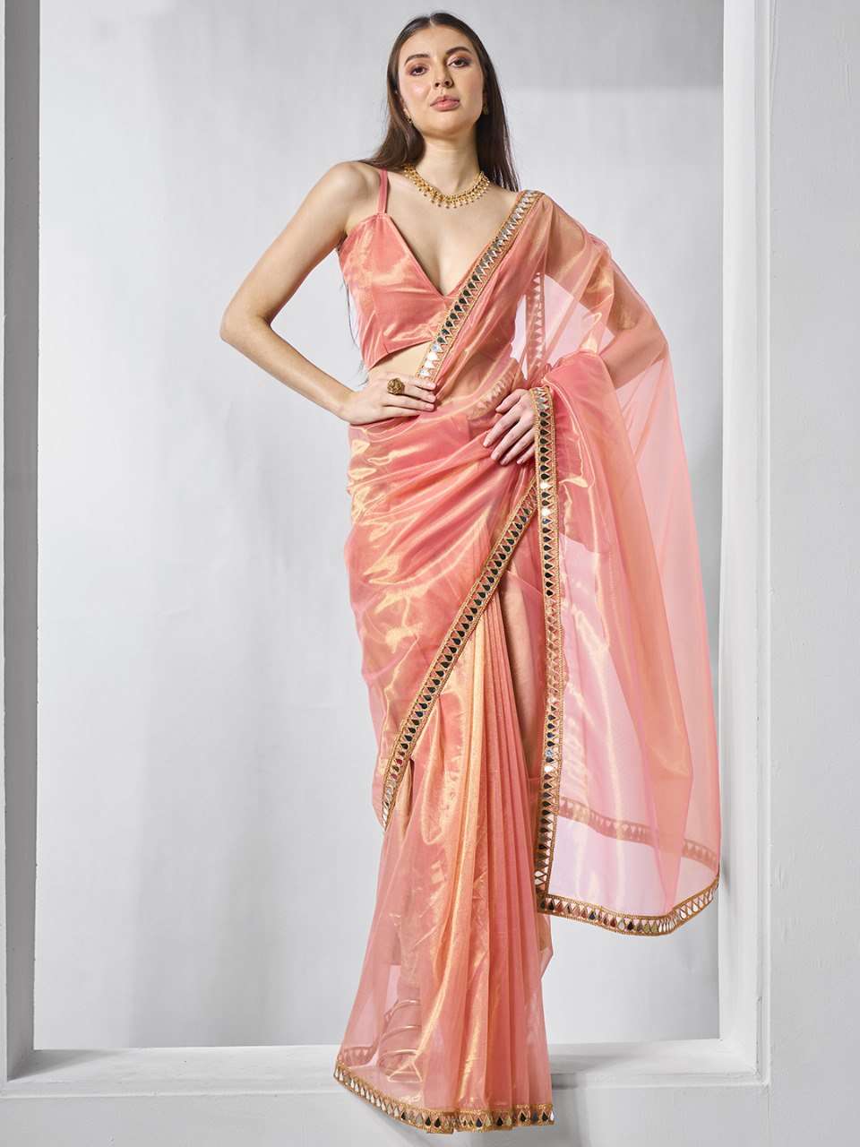Party Wear Tissue Silk Net Saree