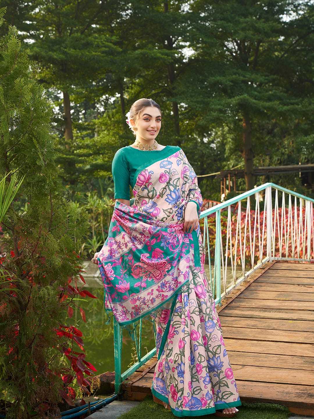 Soft Tussar Silk Saree With Kalamkari Prints