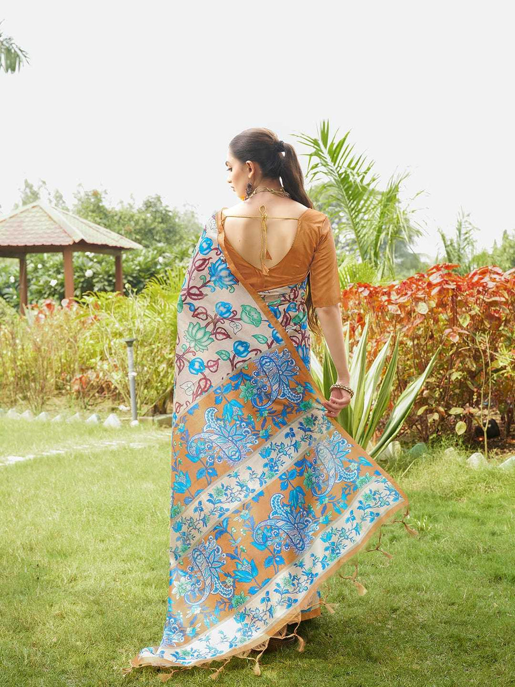 Soft Tussar Silk Saree With Kalamkari Prints