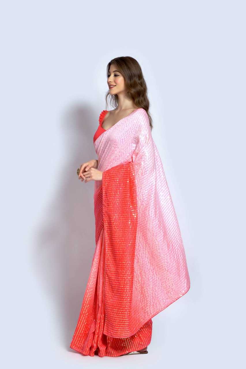 Vichitra Silk Saree with Sequin Embroidery