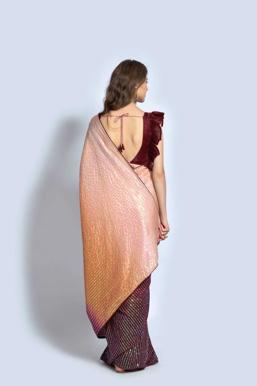 Vichitra Silk Saree with Sequin Embroidery